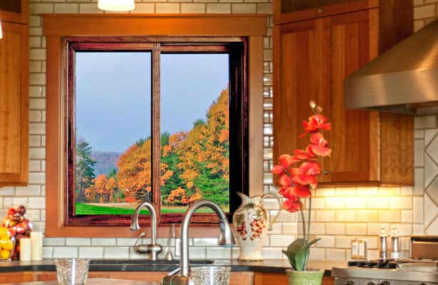 Wood Sliding Window In Kitchen