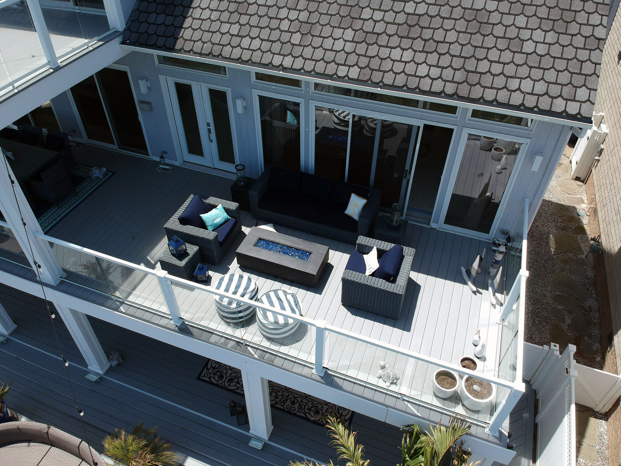Aerial view of a new deck built by Garrety Glass